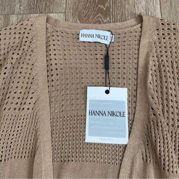 Hanna Nikole Plus Size 20W Hollowed-Out Cardigan Long Sleeve Open Front Knitwear - Picture 4 of 10